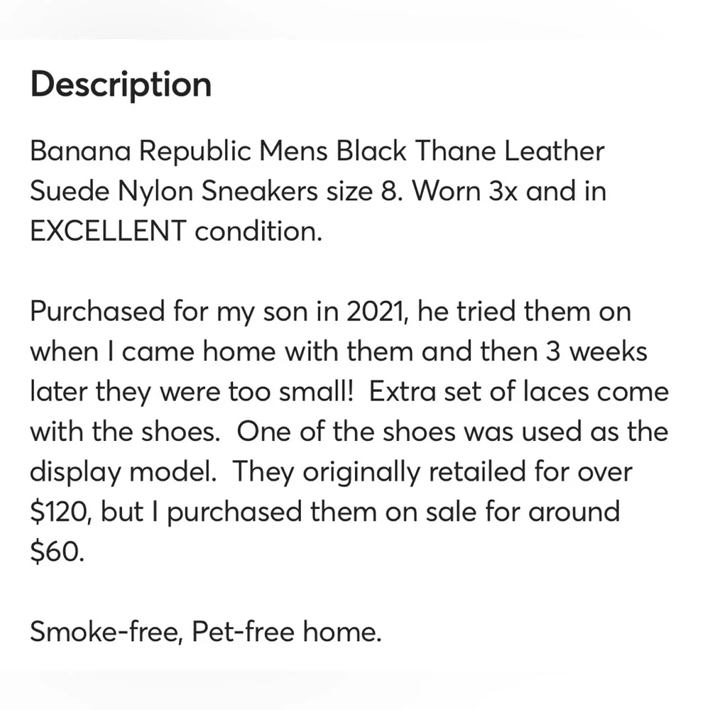 Banana Republic Men’s 8 Women’s 9.5 Thane Leather Suede Nylon Lace Sneaker Black